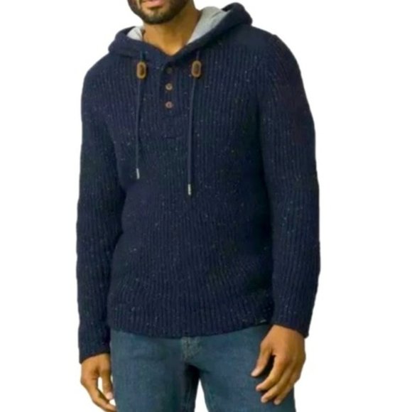 Prana Hooded Henley Pullover Sweater 